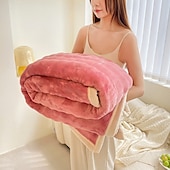 Недорогие Тонкие одеяла и пледы-пушистое одеяло из кроличьего флиса, всесезонный плед, утолщенное плюшевое одеяло из молочного бархата, мягкая теплая шаль для офиса, уютное одеяло для дивана