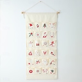 cheap Christmas Tapestry Hanging-Fabric Christmas Advent Calendar with Pockets,Reusable Natural 24 Days Countdown Advent Calendar Hanging Storage Bag for Xmas Holiday Home Wall Decoration