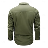 cheap Men's Western Shirts-Men's US Flag Patriotic Western Shirt Cargo Shirt Cowboy Shirt Long Sleeve Military Outdoor Casual WorkWear Fall Winter Turndown Fleece Lined Cotton Button Up Shirts Black Army Green Khaki