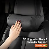 baratos Encostos de cabeça e Almofadas lombares-Almofada de encosto de cabeça de carro em couro sintético - suporte de pescoço ultramacio ergonômico com pressão zero, design respirável para todas as estações, adequado para a maioria dos veículos,