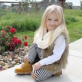cheap Girl's Faux Fur Coats-Kids Girls' Faux Suede Vest Vest Coat Solid Color Neutral Keep Warm School Coat Outerwear 4 years+ Fall Camel