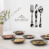 halpa Seinätarrat-veitsi ja haarukka seinätarra bon design perhekeittiö inspiroiva lainaus irrotettava seinätarra ruokasaliin ravintolakeittiön seinän sisustus luova tausta koti koristeellinen taidetarvikkeet