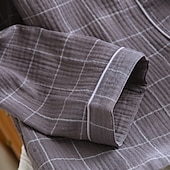 cheap Men's Pajamas-Men's Sleepwear Pajama Set Pajama Top and Pant 1 set Plaid Fashion Stylish Classic Home Daily Bed Cotton Comfort Soft Breathable Lapel Long Sleeve Shirt Pant Elastic Waist Buttons Spring Fall Navy