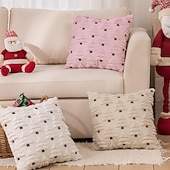 levne Vánoční povlečení-Vánoční povlaky na polštáře s ozdobou na stromeček, měkké plyšové povlaky na polštáře z umělé kožešiny, povlaky na polštáře na vánoční stromeček na svátky, zimní domy, pohovky, postele, verandy,