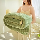 Недорогие Тонкие одеяла и пледы-пушистое одеяло из кроличьего флиса, всесезонный плед, утолщенное плюшевое одеяло из молочного бархата, мягкая теплая шаль для офиса, уютное одеяло для дивана