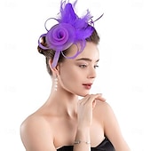 cheap Fascinators-Fascinators Feathers Fedora Hat Wedding Tea Party Horse Race Cocktail Elegant Vintage With Feather Headpiece Headwear