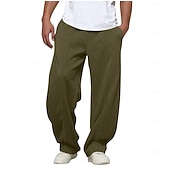 זול רגל ישרה-בגדי ריקוד גברים מכנסי טרנינג מכנסי טרנינג עם רגליים רחבות מכנסיים מכנסיים רחבים מכנסי טרנינג פתוחים שרוך אלסטית מותניים רגל ישרה אחיד נושם באורך מלא ספורט חוץ קזו&#039;אל יומי אופנתי סגנון רחוב שחור לבן