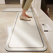 olcso Futó szőnyegek-Futó szőnyeg konyhához folyosóhoz puha csúszásmentes gépben mosható nedvességet felszívó diatomiszisz iszapszőnyeg Wabi Sabi stílusú olajálló gyorsan száradó tartós otthoni dekoráció lábpad