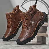 economico Stivaletti alla caviglia-scarponi da trekking bianchi da uomo fatti a mano: design in similpelle resistente e confortevole, perfetti per le avventure all'aria aperta e per l'uso quotidiano