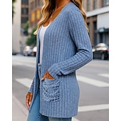 economico Giacche da corsa-Per donna Tinta unita Cardigan lavorato a maglia Autunno Manica Lunga Athleisure Scollo a V All'aperto Viaggio Sportivo Blu Rosa scuro Nero abbigliamento sportivo Abbigliamento sportivo