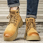 זול מגפי עבודה-מגפי הליכה בצבע חום בהיר לגברים - עמידים ונוחים, מושלמים להרפתקאות חוץ, טיולים רגליים ולבוש יומיומי