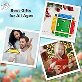 お買い得  贈り物-箱を閉めるサイコロゲーム、8つのサイコロ、4人のプレイヤー向け木製ボードテーブル、数学スキルゲーム、ドロップイットゲーム説明書付き、子供から大人まで簡単に学べる、家族や友達とのパーティーに最適