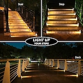 Недорогие Подсветки дорожки и фонарики-Светильники для лестниц на солнечных батареях, уличные светильники для лестниц, водонепроницаемые, с автоматическим включением/выключением - теплый белый свет 3000 К для ступеней, лестниц, террас,