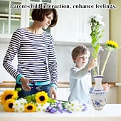 billige Vaser og kurv-3D-puslespillvase, 160-delers buet plastblomstervase lekkasjesikker premium plast kunstneriske mønstre for ekte blomster hjemmekontor gave til innflytningsfest, ideell for blomsteroppsats