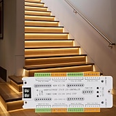 cheap Lamp Bases &amp; Connectors-32 Channel Motion Sensor LED Stair Controller Automatic Staircase Lighting Controller Short Circuit Proof Stairway Step Light Controller Adjustable Brightness for Indoor Under Stair Lighting DC12-24V