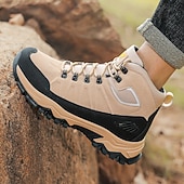 voordelige Winter- en sneeuwlaarzen-beige en zwarte waterdichte wandelschoenen voor heren met antislipzool en warme voering, outdoor trekkingschoenen voor winterkamperen en bergavonturen