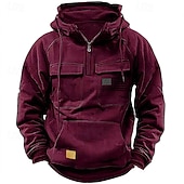 billiga 3d hoodies för män-Herr Huvtröja Huvtröja med dragkedja i Quarter Svart Rodnande Rosa Vin Blå Grön Huva Landsflagga Snörning Ficka Sport &amp; Utomhus Dagligen Helgdag Streetwear Grundläggande Ledigt Vår Höst Kläder Pull