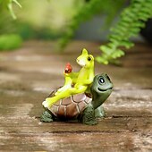 Χαμηλού Κόστους Γλυπτά-1 τεμάχιο δημιουργικό υλικό ρητίνης, διακοσμητικό κήπου με σχήμα βάτραχου και χελώνας, ρητίνη, χαριτωμένο στυλ διακόσμησης κήπου, κατάλληλο για εσωτερική και εξωτερική χρήση