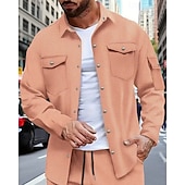 preiswerte Herrenhemd zum Knöpfen-Herren Hemd Sommerhemd Freizeithemd Knopfhemd Schwarz Weiß Gelb Rosa Wein Langarm Einfach Revers Urlaub Hawaiianisch Tasche Bekleidung Polyester Mode Lässig Bequem