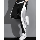 Χαμηλού Κόστους Αθλητικά παντελόνια-Ανδρικά Αθλητικές Φόρμες Τζόγκκερ Παντελόνια Κορδόνι Τσέπη Ελαστική μέση Συνδυασμός Χρωμάτων Γράμμα Άνεση Υπαίθρια Αθλήματα Καθημερινά Μοντέρνα Καθημερινό Μαύρο Γκρίζο Μικροελαστικό