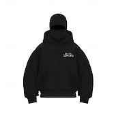 economico felpe 3d da uomo-Per uomo Felpa con cappuccio Felpa con cappuccio a zip intera Nero Con Cappuccio Grafico Con zip Tasca Sport &amp; Outdoor Quotidiano Ferie Poliestere Streetwear Essenziale Casual Primavera Autunno
