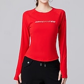 preiswerte Lauf-T-Shirts &amp; Tanktops-Damen Einfarbig Lauf-T-Shirt Fitnessshirt Sporttop Frühling Herbst Langarm Athleisure Baumwolle Warm Weich Atmungsaktiv Fitnessstudio Wandern Laufen Training Yoga Weinrot Schwarz Weiß Sportbekleidung