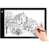 ieftine Luminile decorative inteligente-Cutie luminoasă portabilă A4 ultra-subțire cu LED-uri, cu luminozitate reglabilă, pad de trasare artistică cu LED-uri pentru desen, schițe, animații, șablon și pictură cu diamant 5D