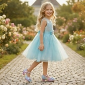 preiswerte Prinzessinnenschuhe für Kinder-Glitzernde Mary-Jane-Schuhe für Mädchen mit Schleife und Kristallverzierungen – verstellbarer Riemen, in Rosa und Blau erhältlich