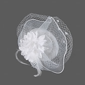 abordables Fascinadores-Fascinators Tejido Sombrero de fieltro Boda Fiesta de Té Carrera de caballos cóctel Elegante Vintage Estilo lindo Con Pluma Flor Celada Sombreros