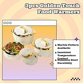 baratos Conjunto de Cozinha-Conjunto de aquecedor de alimentos Touch, 3 peças, caçarola térmica com tampas, recipiente isolado em aço inoxidável para alimentos quentes/frios, utensílio de cozinha antiaderente, revestimento