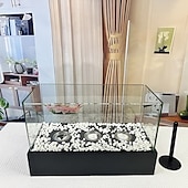 levne kempingové vybavení-skleněný velký stolní krb přenosný ohniště s miskou na oheň, čisté hoření bioetanolu, bezodvětrávací krb pro vnitřní i venkovní terase, párty