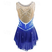 tanie Suknie do łyżwiarstwa figurowego-Sukienka łyżwiarska Damskie Dla dziewczynek Bruslení Sukienka Perłowo-różowy Błękit egejski Biały Niejednolita całość Siateczka Spandeks Trening Zawody Odzież łyżwiarska Ręcznie wykonane Z klejnotami