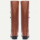cheap Riding Boots-Brown Faux Leather Men's Lace-Up Boots with Buckle Detail – Trendy and Functional Boots for Fall and Winter Adventures