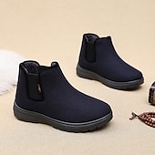 abordables Bottes d'hiver et de neige-bottines homme bleu marine à enfiler – doublure en fausse laine douce pour plus de chaleur et de confort, parfaites pour les sorties hivernales et les tenues décontractées