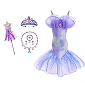 baratos Fantasia de Menina-Semana do Livro 2026 A Pequena Sereia Cauda de Sereia Vestido de Princesa Aqua Vestido de Halloween Fantasia de Cosplay Fantasia para Festa Temática Cosplay Filme Cosplay para Meninas Fantasia Infantil Carnaval Baile de Máscaras