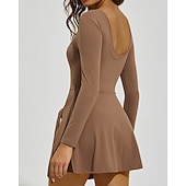 baratos Vestido Feminino-Mulheres Cor Sólida Vestido de tênis Vestido esportivo Manga Longa Fashion Tênis Pickleball Corrida Conjuntos Preto Rosa claro Cáqui Roupas de tênis