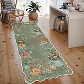economico Tappeti corridoio-Tappeto runner per soggiorno e corridoio morbido antiscivolo lavabile in lavatrice lungo floreale in velluto cristallo resistente alla polvere durevole facile da pulire tappetino di stile vintage per