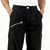 cheap Cargo Pants-Men's Cargo Pants Cargo Trousers Hiking Pants Elastic Waist Multi Pocket Solid Color Soft Breathable Full Length Outdoor Vacation Ethnic Style Black Army Green Micro-elastic