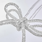 billige Sløyfer og bånd-6 stk. julesløyfedekorasjon champagne gull glitrende strass-sløyfe med metalltrådsbånddekorasjon egnet for juletrepynt blomstergirlander gaveemballasje