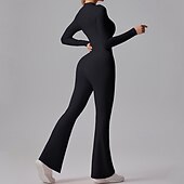 abordables Conjuntos y Monos-Mujer Mono de Fitness Mono de una pieza Cerrar Color sólido Body Primavera Otoño Negro Blanco Gimnasio Rutina de ejercicio Corriendo Control de barriga Manga Larga Deporte Ropa de Deporte Ajuste