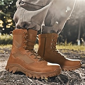 economico Scarponi da trekking-stivali da combattimento impermeabili marroni da uomo con suola ammortizzante e supporto rinforzato alla caviglia, calzature tattiche resistenti per lavoro, escursionismo e campeggio