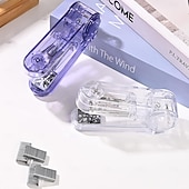 levne Domácí spotřební materiál-Průsvitná otočná sešívačka s otočným ramenem a 400 sponkami, stolní sešívačka s otočným ramenem o 360 stupňů pro vazbu brožur nebo knih, kapacita 25 listů pro psací stůl, kancelářské potřeby pro