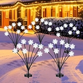 זול אורות נוף-2 יח' Lights 8-ראשיים סולאריים חיצוניים עמידים במים בצורת פתית שלג מנורת תלוית כובע украшение для сада וגן