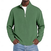 cheap Men's Classic Polo-Men's Corduroy Shirt Textured Casual Outdoor Quarter Zip Long Sleeve Fashion Modern Solid Color Warm Corduroy Fall Spring &amp;  Fall Fall &amp; Winter Regular Fit Blue Dark Red Black Navy Blue Green Khaki