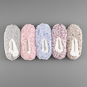 billige Hjem Tøfler-damesokker med fuzzy stjernemønster på gulvet, tykke bomulls-plysj-tøffelsokker for vinterhjemmet eller søvn, varme, koselige sklisikre innesokker