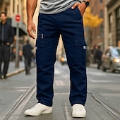 Χαμηλού Κόστους Στρατιωτικά παντελόνια-Ανδρικά Παντελόνια με τσέπες Παντελόνι Cargo Παντελόνι εργασίας Ελαστική μέση Πολλαπλή τσέπη Ισιο πόδι Σκέτο Πλήρες μήκος Δουλειά Διακοπές Εθνοτικό στυλ Μαύρο Πράσινο Χακί Ανελαστικό