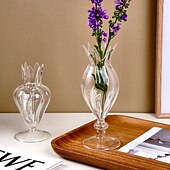 cheap Statues-Cute Flower Bud-shaped Hydroponic Vase A Transparent Glass Flower Arrangement Table Decoration Piece Suitable for Home and Store Table Art Flower Arrangements and Decorative Vases