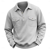 economico Felpe di base-Per uomo Maglia Nero Verde militare Blu marino Grigio chiaro Grigio scuro Bavero Semplice Tasca Sport &amp; Outdoor Quotidiano Ferie Streetwear Essenziale Casual Primavera &amp; Autunno Tutte le stagioni