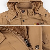 baratos jaquetas e casacos gráficos masculinos-Homens Casaco de lã Jaqueta Carga Jaqueta Corta-Vento Térmico / Quente Casual Militar Ao ar livre Acampar e Caminhar Bordado Capuz removível Jaquetas de algodão Inverno Colarinho Chinês Manga Longa
