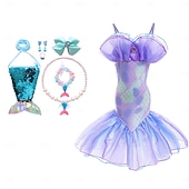 baratos Fantasia de Menina-Semana do Livro 2026 A Pequena Sereia Cauda de Sereia Vestido de Princesa Aqua Vestido de Halloween Fantasia de Cosplay Fantasia para Festa Temática Cosplay Filme Cosplay para Meninas Fantasia Infantil Carnaval Baile de Máscaras